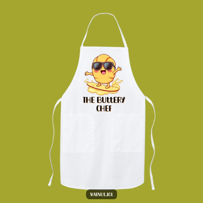 Funny Croissant Surfing Butter Apron - Hilarious Breakfast & Baking Gift