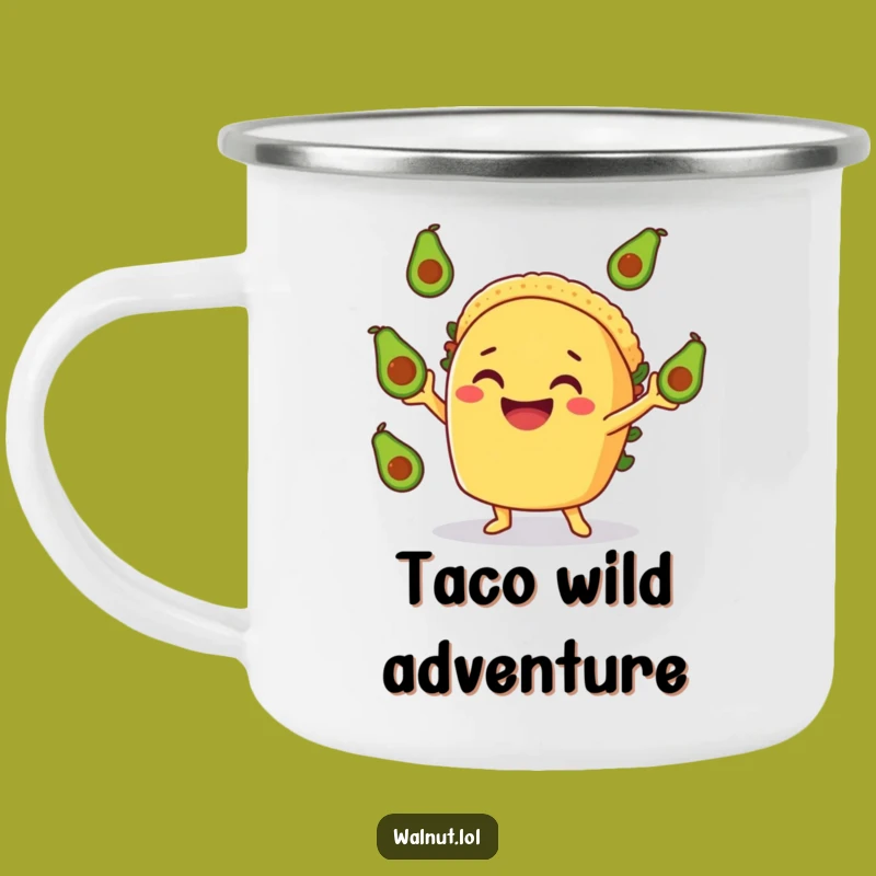 Funny Taco Camping Mug - Avocado Fiesta Fun, Hilarious Gift