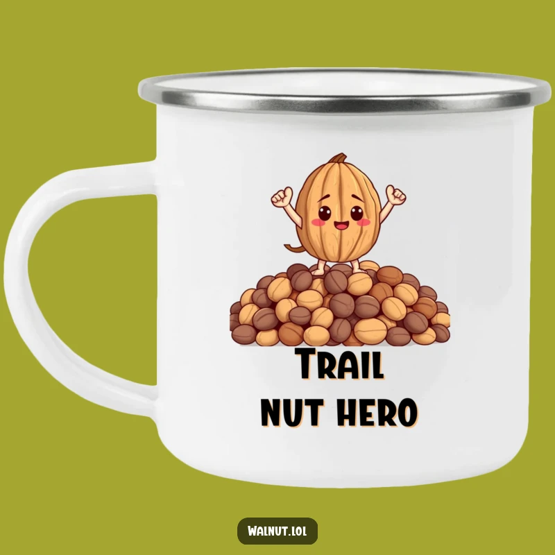 Funny Heroic Walnut Camping Mug - Outdoor Nutty Character Adventure Gift