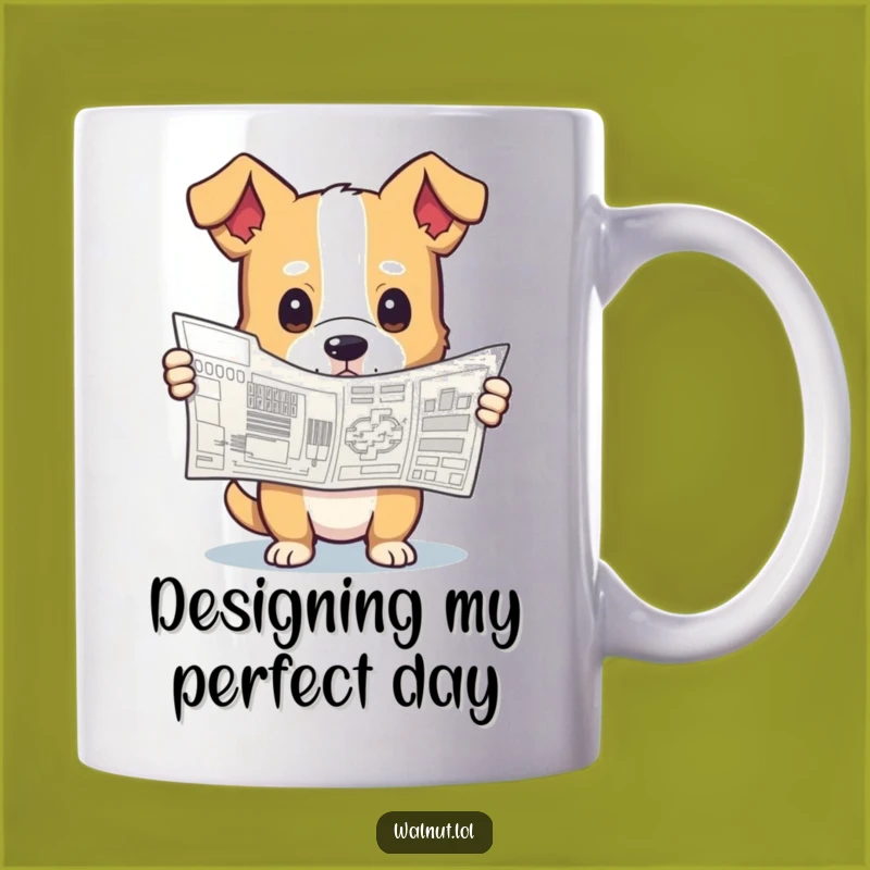 Funny Architect Dog Mug: Curious Pup with Blueprint, A Perfect Funny Gift