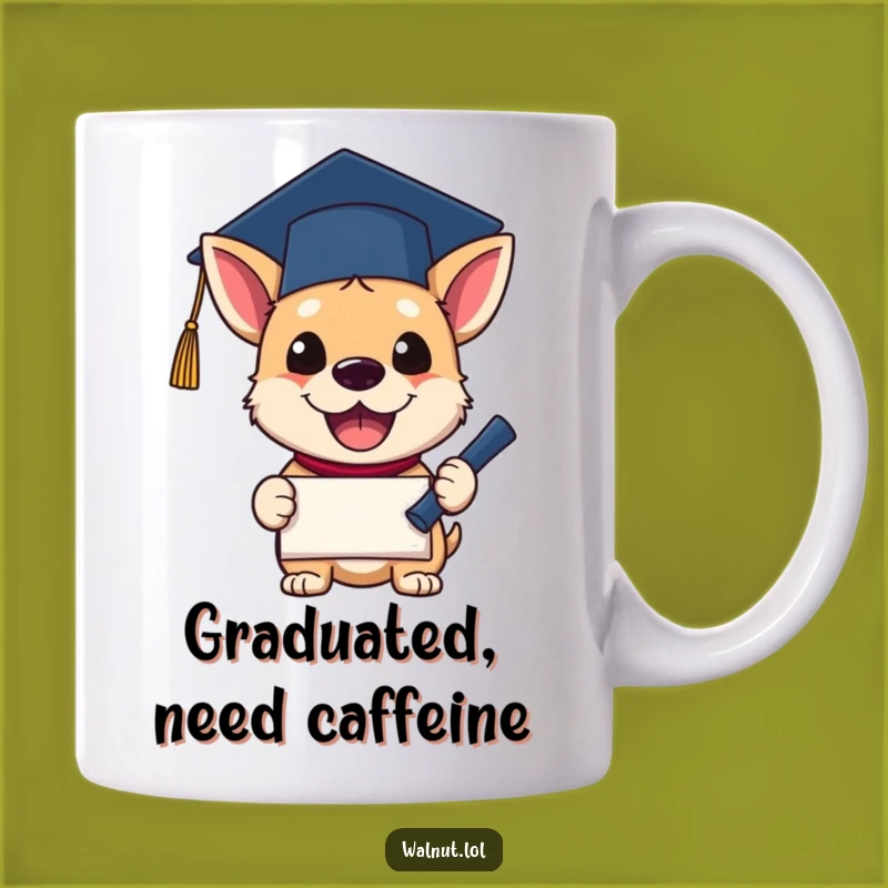 Funny Grad Dog Mug: Celebrate Achievement with this Excited Character Mug Gift
