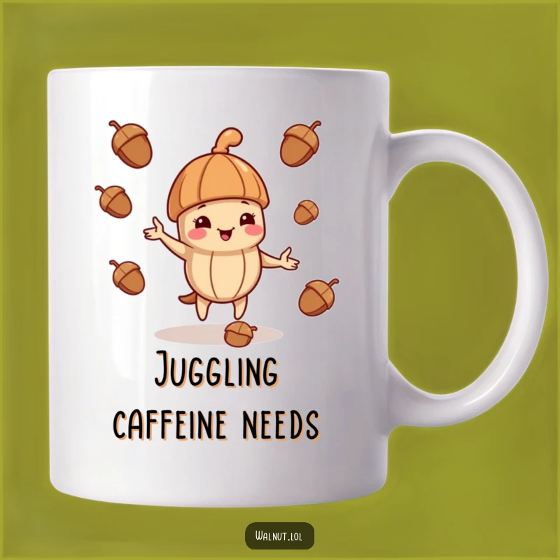 Funny Juggling Walnut Mug - Jaunty Cap Character Gift Idea