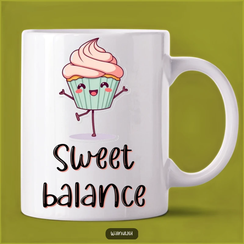 Funny Cupcake Balance Mug - Cheerful Character Joy, Perfect Funny Gift