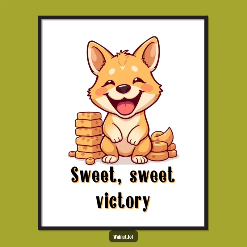 Funny Dog Balancing Treats Digital Print: Instant Art of Snack Success