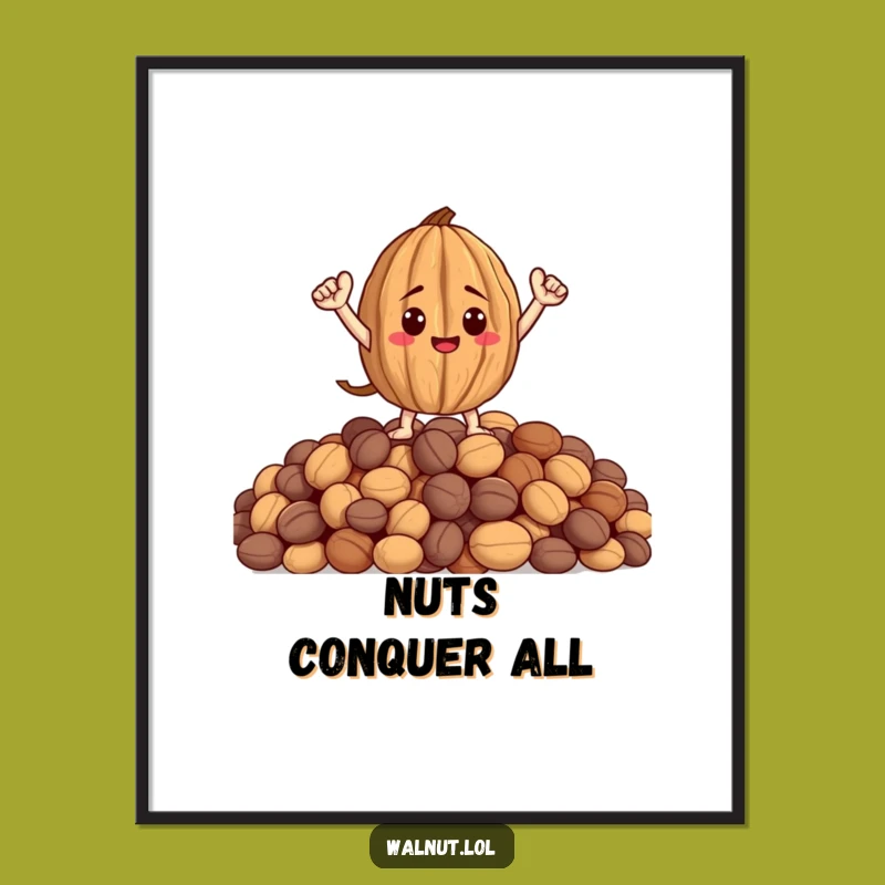 Funny Heroic Walnut Digital Art - Nutty Character Printable Gift