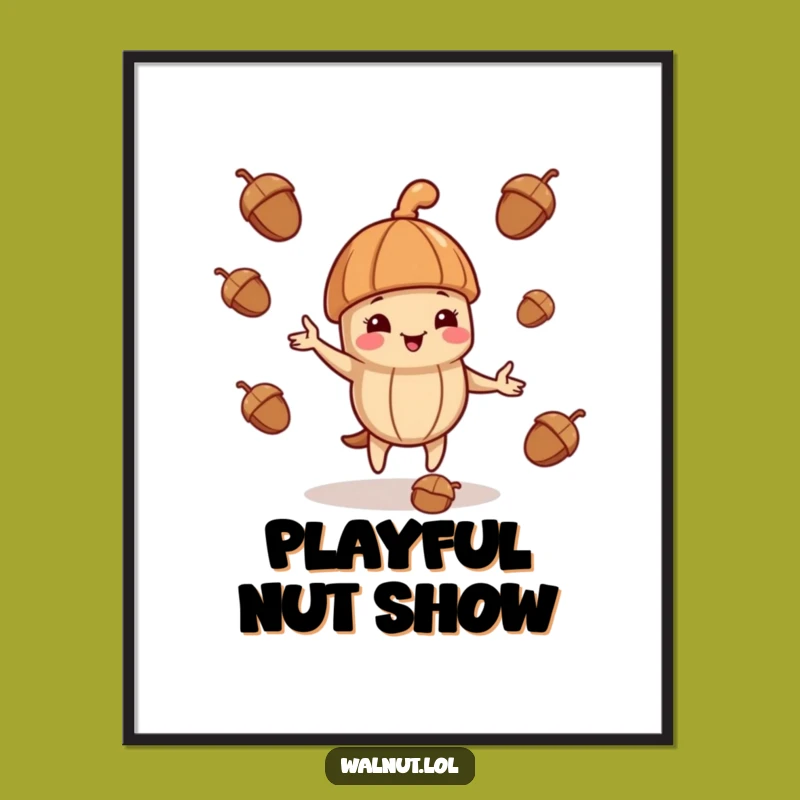 Funny Juggling Walnut Digital Art - Jaunty Cap Printable Gift