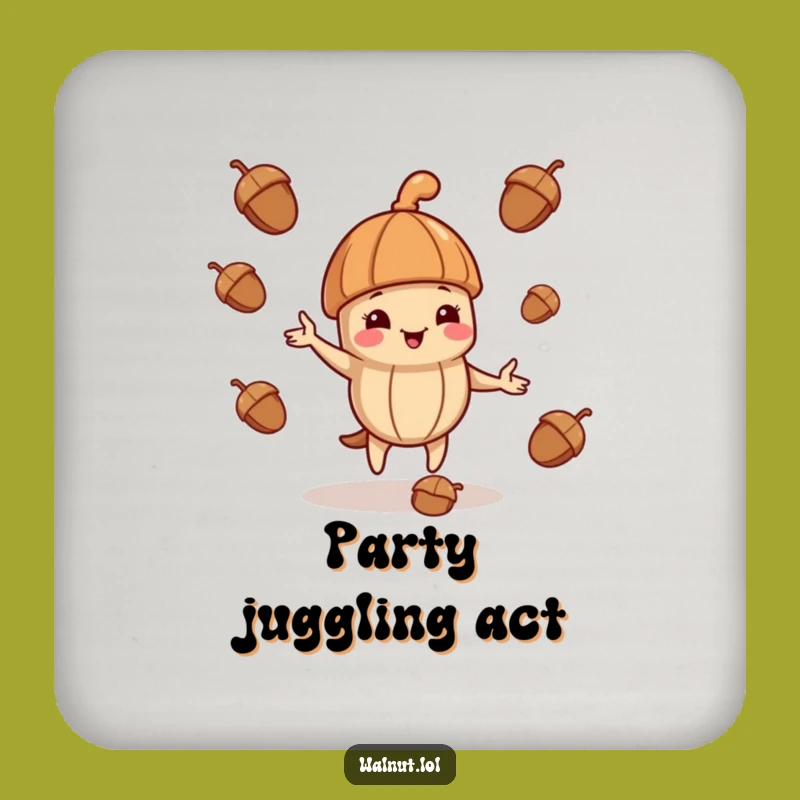 Funny Juggling Walnut Drink Coaster - Jaunty Cap Protection Gift