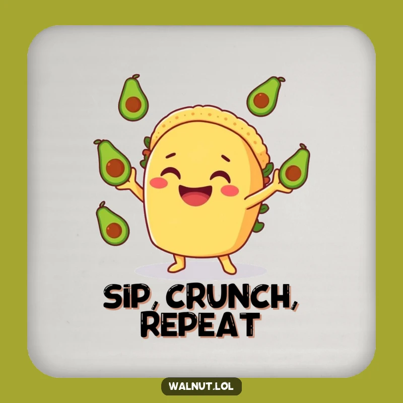 Funny Taco Coaster - Avocado Juggling Decor, Perfect Housewarming Gift