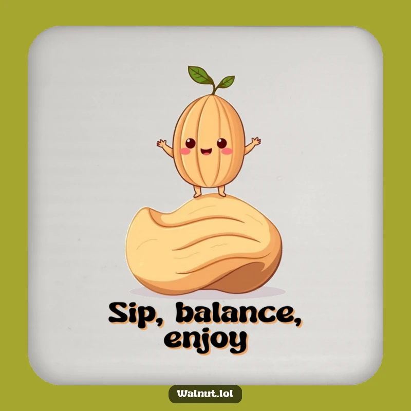 Funny Walnut & Cashew Coaster: Nutty Protection, Humorous Table Accent