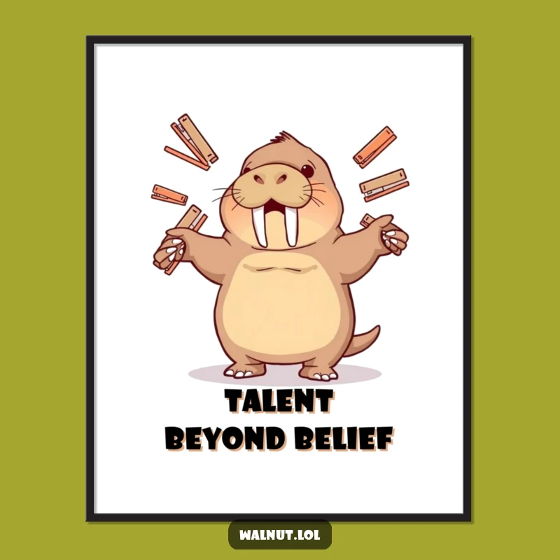 Funny Juggling Walrus Poster: Add Playful Chaos to Your Walls