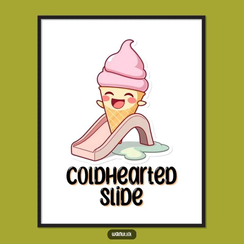 Funny Melting Ice Cream Cone Poster - Hilarious Wall Art for Sweet Decor!