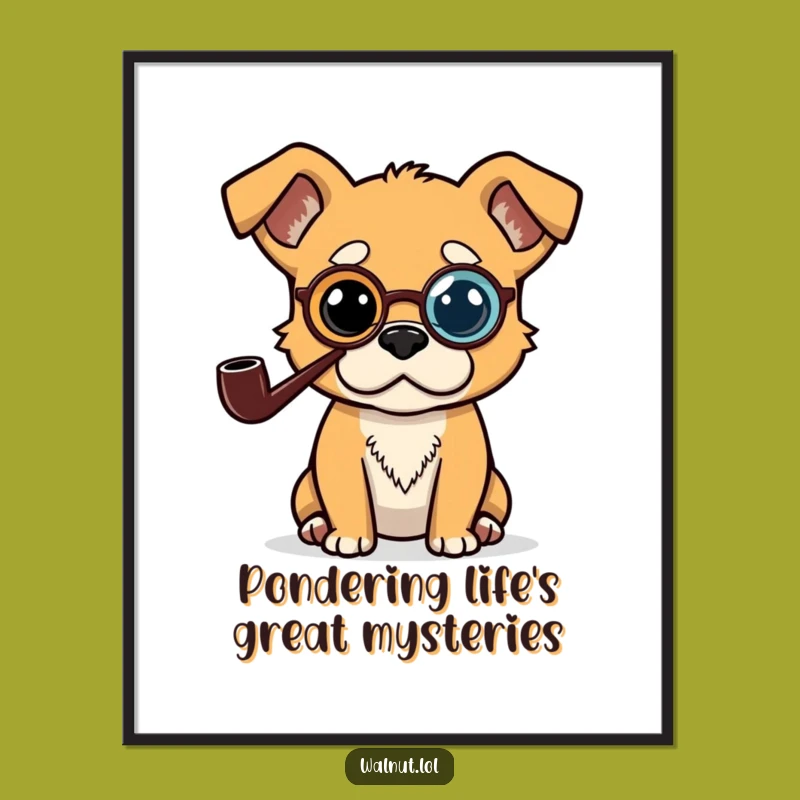 Funny Pondering Dog Poster: Wall Art Gift for Intellectual Dog Lovers