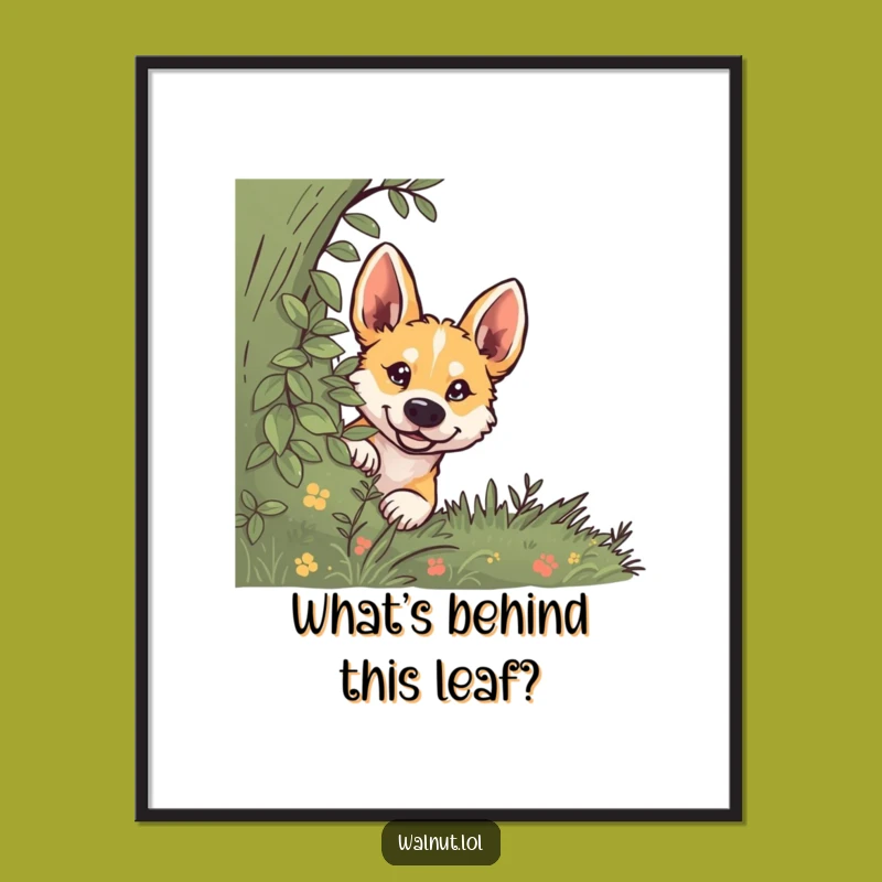 Funny Curious Dog Peeking Poster: Whimsical Wall Art for Intriguing Spaces