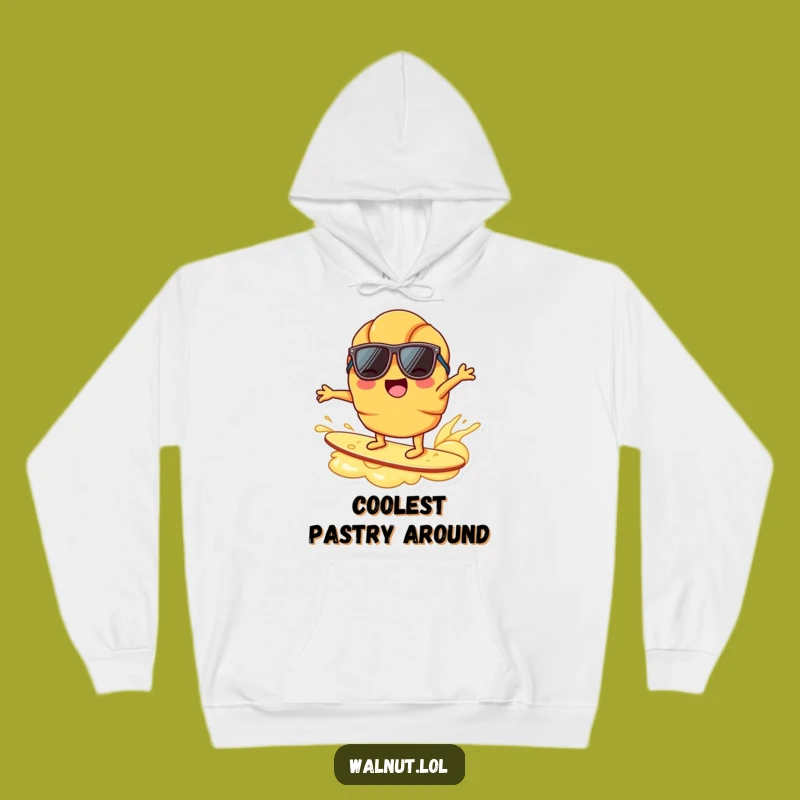 Funny Croissant Surfing Butter Hoodie - Cozy & Cool Breakfast Gift
