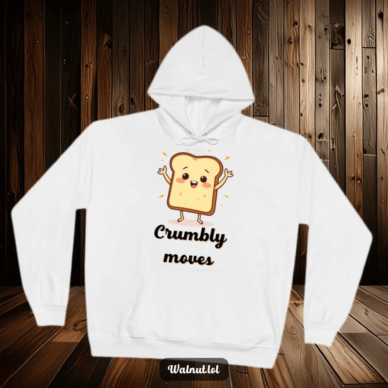 Funny Hoodie: A happy piece of toast performs a jig, offering cozy comfort and a whole lot of breakfast humor.