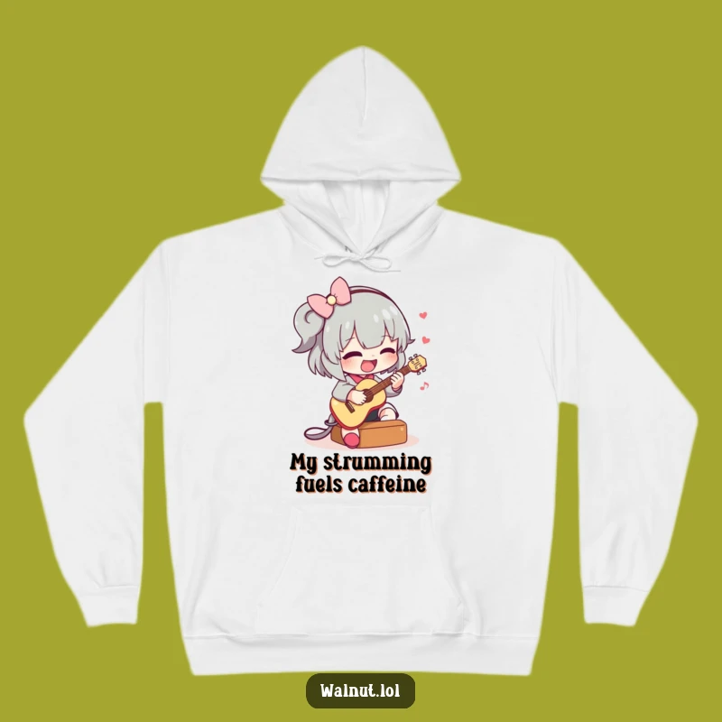 Cozy Funny Guitar Playing Hoodie: Warm Your Soul with This Musical Character Design
