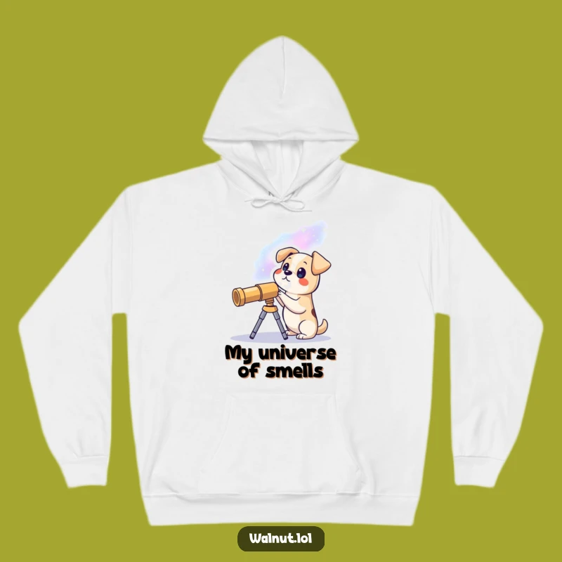 Funny Stargazer Dog Hoodie: Cozy Galactic Apparel, Perfect Funny Gift for Astronomers