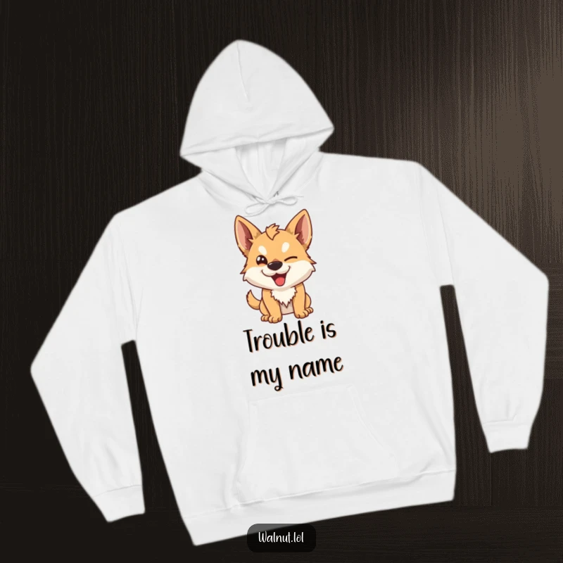 Funny Hoodie showcasing a wild dog giving a knowing, mischievous wink. Embodies fun and a touch of playful rebellion.