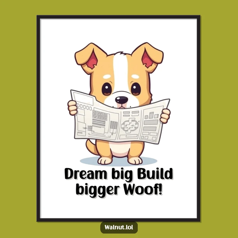 Free Printable Wall Art: Curious Dog Blueprint - Downloadable & Print at Home Decor