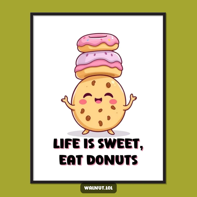 Free Printable Wall Art: Funny Giggling Cookie with Donut Stack