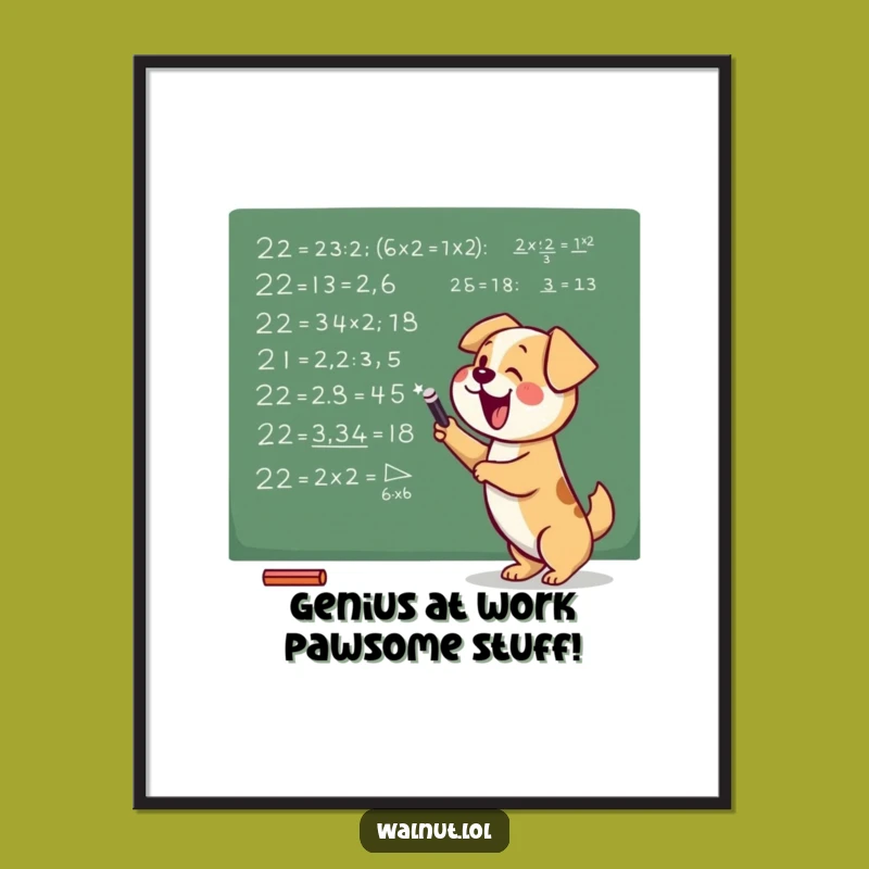 Free Printable Wall Art: Funny Dog Math Genius - Downloadable & Print at Home Decor