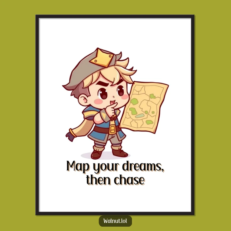 Funny Free Printable Wall Art: Determined Explorer Character Adventure Decor Downloadable