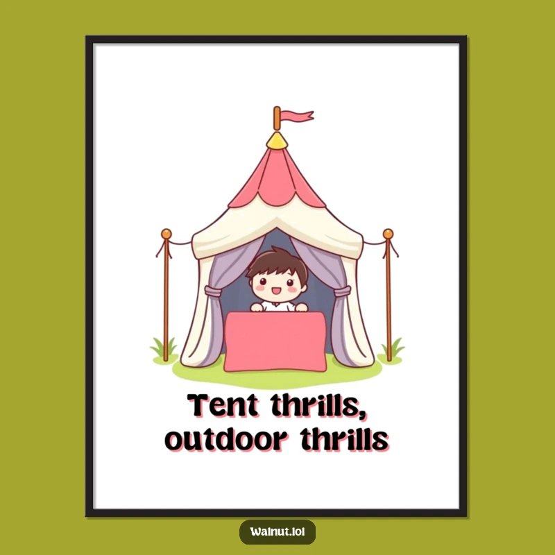 Free Printable Wall Art: Happy Camper Character, Whimsical Outdoors Art, Downloadable Art Gift