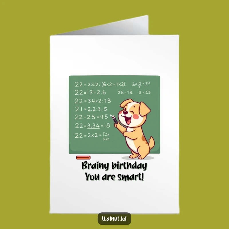 Free Printable Birthday Card: Funny Dog Math Genius - Downloadable & Print at Home
