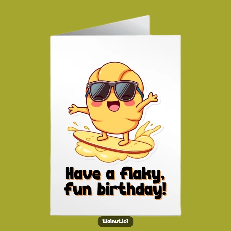 Free Printable Birthday Card: Croissant Surfing Butter for Birthday Fun!