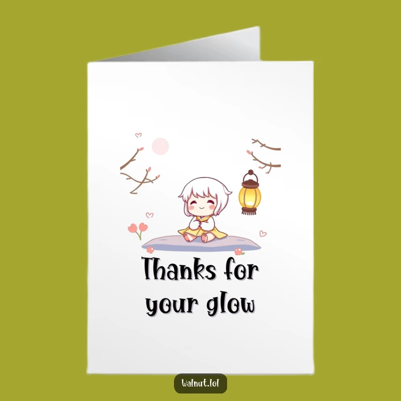 Free Printable Thank You Card: Cozy Lantern Character Gratitude Downloadable Gift
