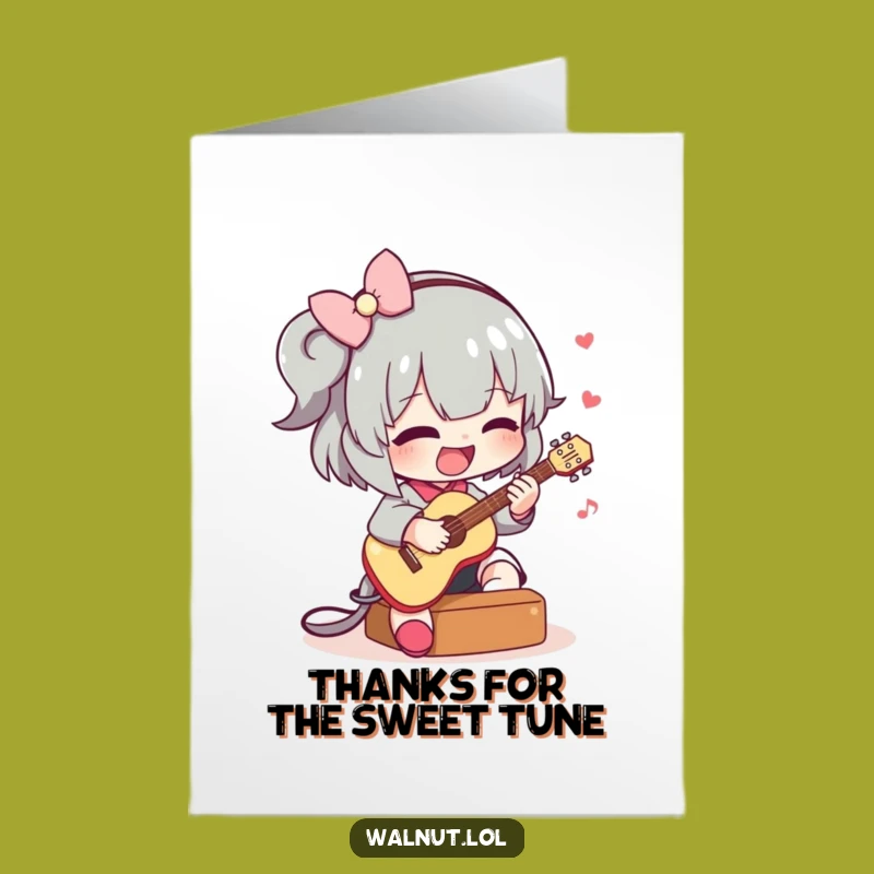 Free Printable Thank You Card: Funny Guitarist Character Gratitude Downloadable Gift