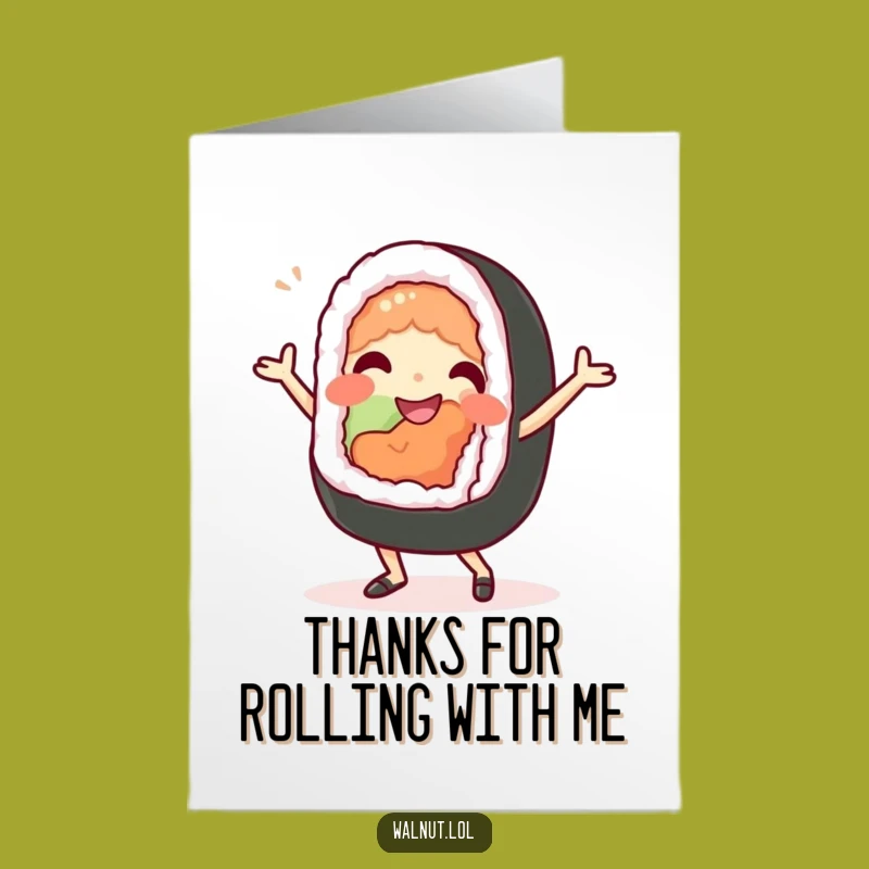 Free Printable Funny Thank You Card Sushi Dancer Downloadable Showing Gratitude Playfully