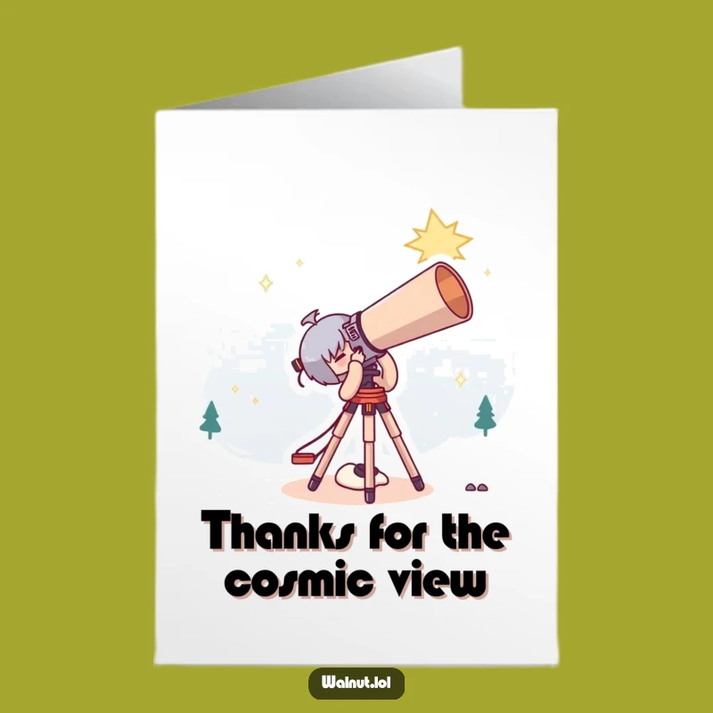 Free Printable Thank You Card: Grateful Stargazer Character, Thanks from Afar, Downloadable Gift