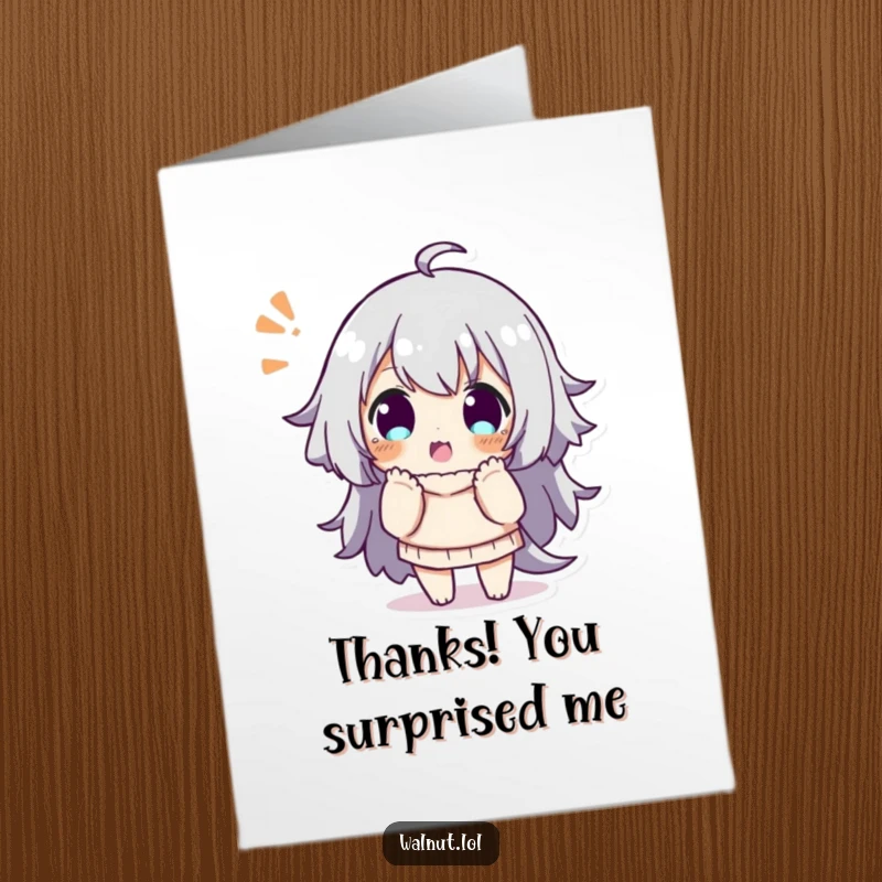 Funny Free Printable Thank You Card: A character strikes a funny, surprised pose, playfully expressing thanks with this downloadable, humorous greeting.