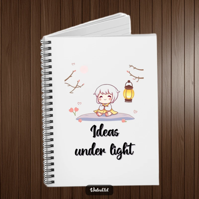 Funny notebook featuring a peaceful character sitting by a twinkling lantern, perfect for journaling, planning, or creative writing.