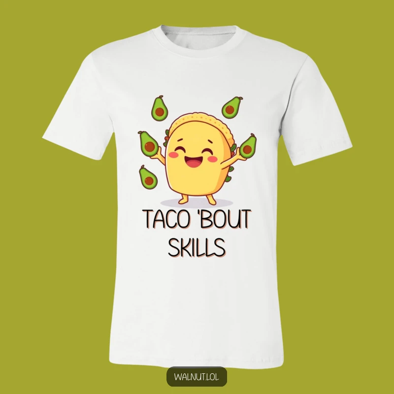 Funny Taco Avocado T-Shirt - Juggling Fiesta, Hilarious Foodie Gift