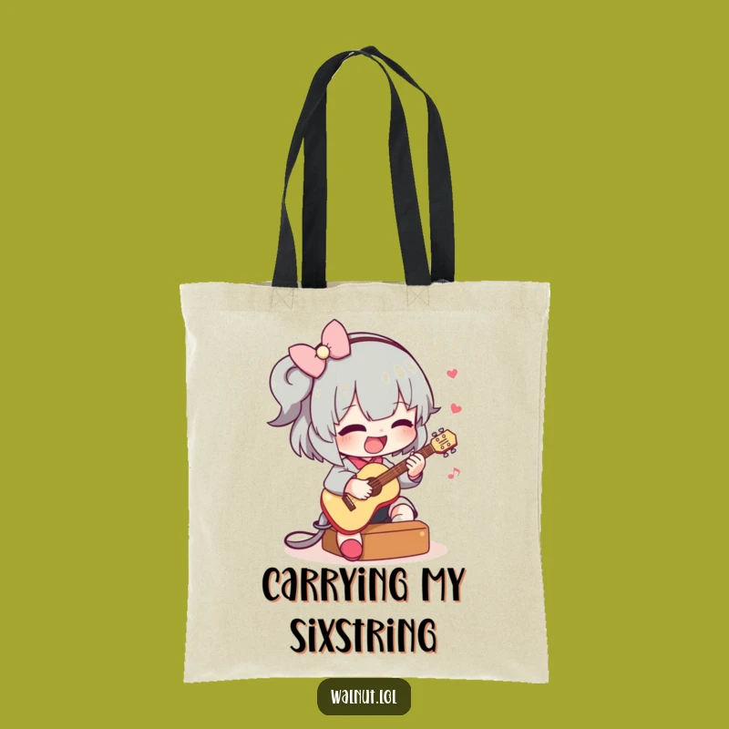 Funny Music Character Tote Bag: Carry Your Tunes and Essentials with This Guitar Design