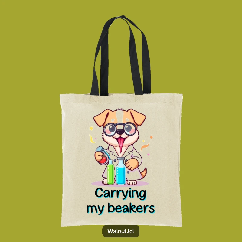 Funny Lab Coat Dog Tote Bag: Carry Your Experiments - Hilarious Chemist Pup Bag Gift