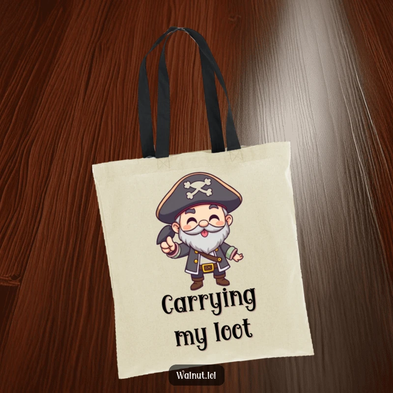 Funny Pirate Tote Bag with a character giving a hearty Arrgh! gesture, perfect for carrying essentials with bold pirate flair.